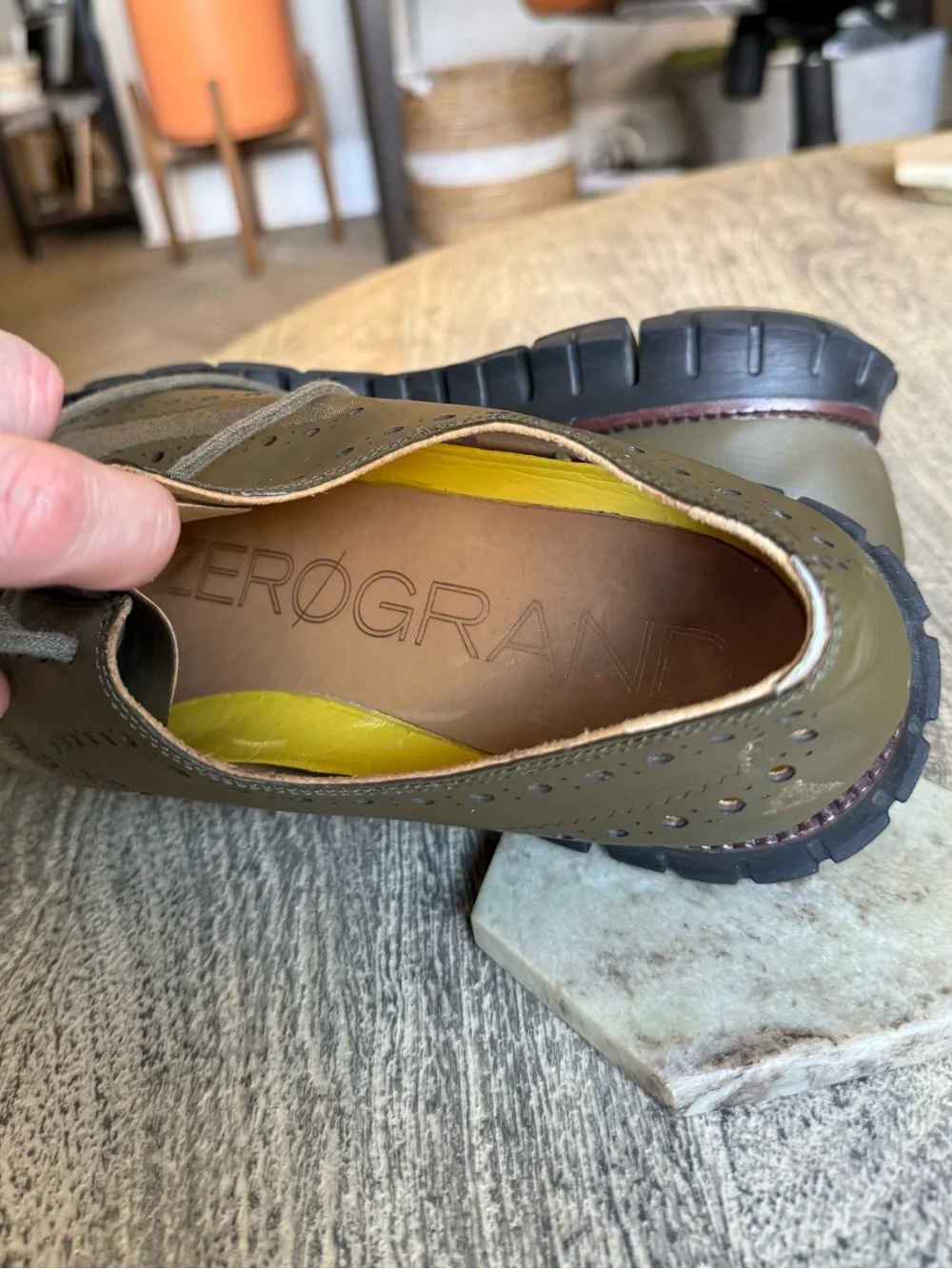 Cole Haan Olive Wingtip Derby Shoes